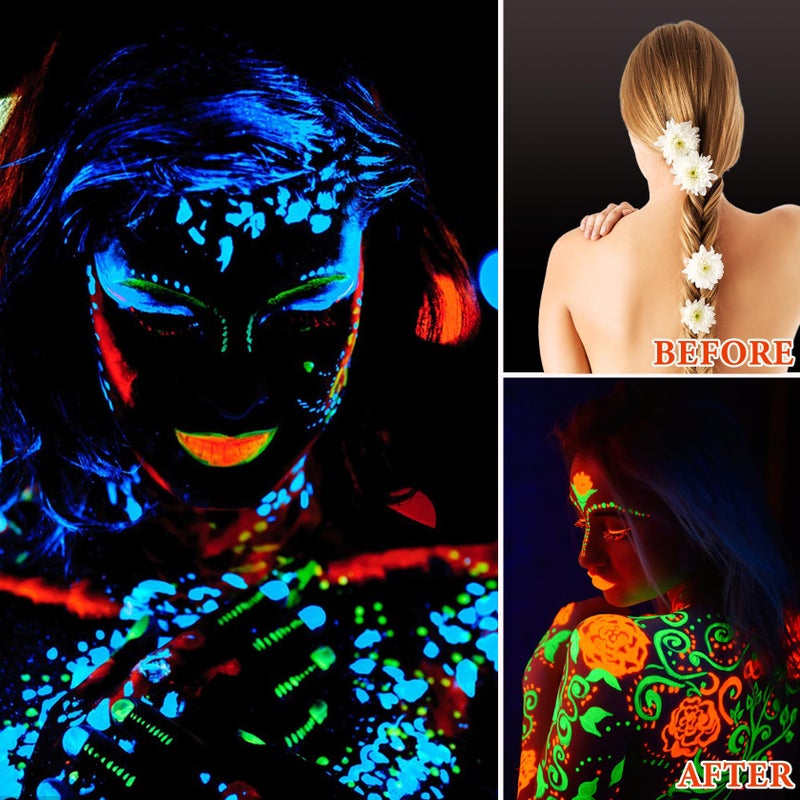 BKPPLZP 6 Pcs Glow in the Dark Face Body Paint,Blacklight Neon Face & Body Paints,Easily Cleanable Paint Set Neon Makeup Glow in the Dark Party Supplies A - Image 3